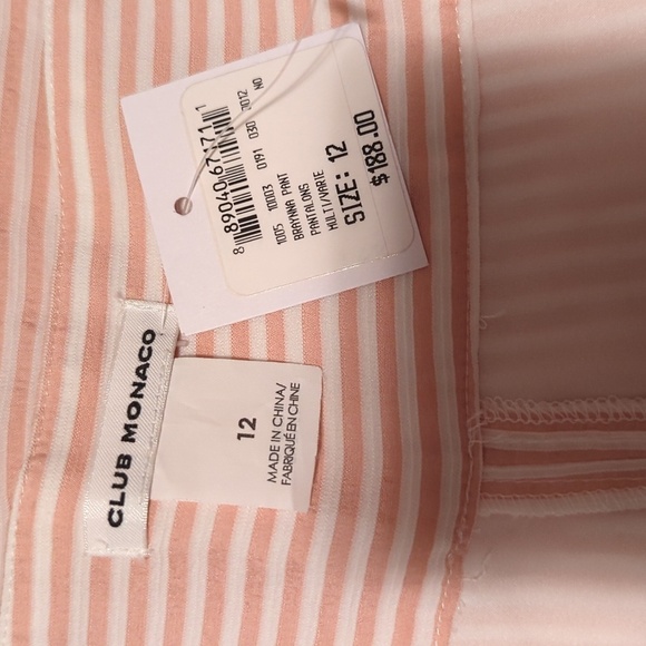 Club Monaco - Pink & White Striped High Waisted Flared “Bryanna” Pants Sz 12. - Picture 3 of 13